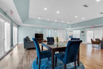 Crystal lake clubhouse with lounge area.